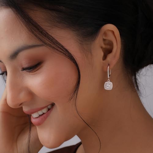 Image of TRUESILVER ACPL 925 Sterling Silver Cubic Zirconia Earrings for Women & Girls | BIS Hallmarked Drop Dangle Leverback Style | Elegant Jewelry Gift for Women