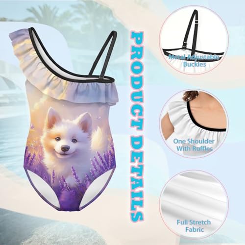 Image of Girls One Piece Swimsuits Size 3-14 Trendy Ruffle Bathing Suit Casual Hawaiian Summer Beach Swimwear