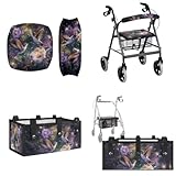 LVEWYB Hummingbird 3PCS Rollator Walker Basket Accessories for Seniors Walker Basket Under Seat Bag Walker Seat and Backrest Rollbar Covers Set Walker Decorations Adjustable