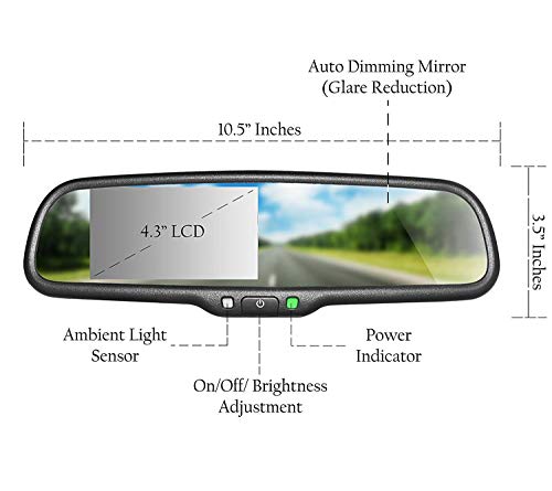 Master Tailgaters 10.5" Oem Rear View Mirror With 4.3" Lcd Screen + Auto Dimming Mirror | Ultra Bright | Rearview Universal Fit | Auto Adjusting Brightness Lcd | Anti Glare | Full Mirror Replacement #TOP2