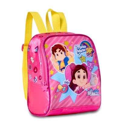 Lancheira Térmica Infantil Maria Clara e JP, 6L, Rosa com Amarelo, Zíper, Material em Neoprene, 30 x 17 x 28 cm