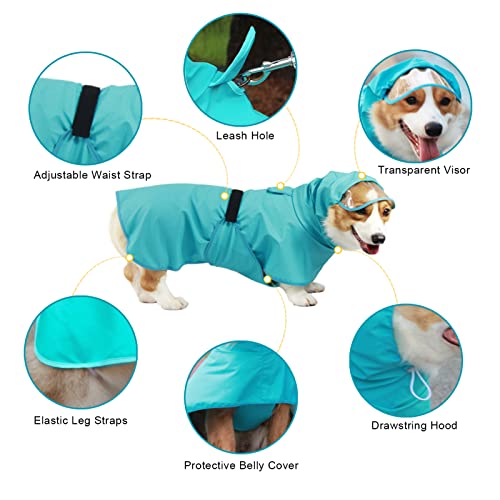 Capa de chuva para cães com capuz transparente viseira capa impermeável para cães pequenos médios gr
