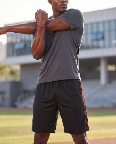 5 Pack Men's Mesh Shorts 9" Long Athletic Running Workout Gym Basketball