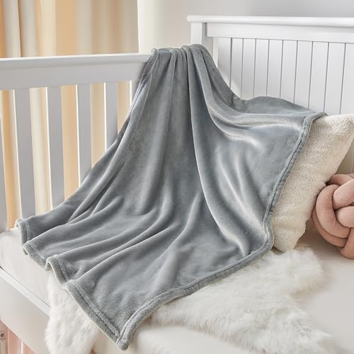 Image of BEDELITE Baby Blankets for Boys and Girls 30 inch x 40 inch, Soft Cozy Fuzzy Fleece Blanket for Kids Infant Newborn, Warm and Breathable Toddler Blanket for Crib Stroller Bed Travel, Grey