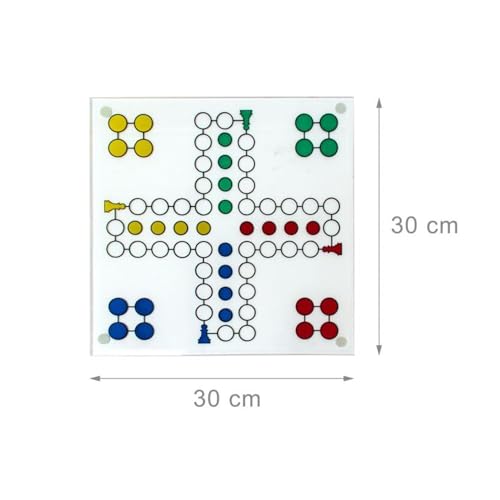 Out of the Blue 79/3943 - Glas Trinkspiel Ludo, mit 16 Gläsern und 2 Würfeln, Spielfläche ca. 31 x 31 cm, im Geschenkkarton