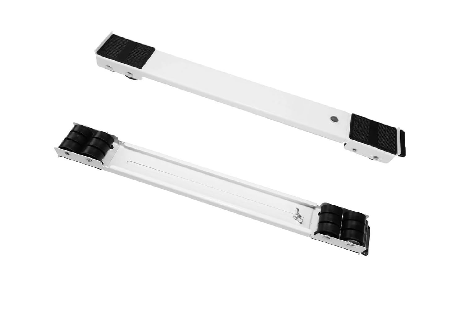 2 Pack Adjustable Appliance Rollers - Heavy Duty Washing Machine Wheels for Moving Washers/Dryers/Fridges - Universal White Mobility Rollers with Locking Mechanism