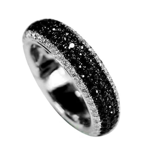 3.00CT Black & White Diamond Wedding Band Ring 14K White Gold Plated Lab Created