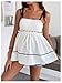 MakeMeChic Women's Maternity Summer Clothes Tank Tops Tie Shoulder Square Neck Ruffle Shirred Pregnancy Shirt White Small