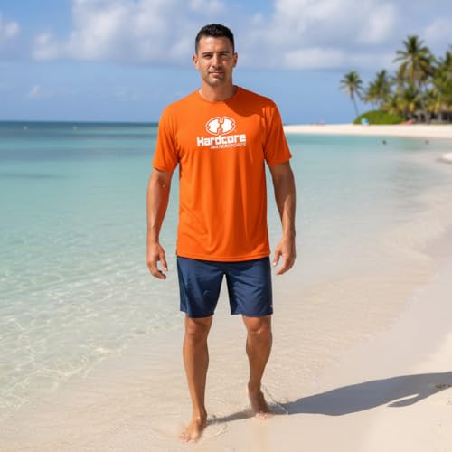 Image of Hardcore Water Sports Mens Rash Guard Surf Swimwear Swim Shirt SPF Sun Protection Loose Fit Fitting