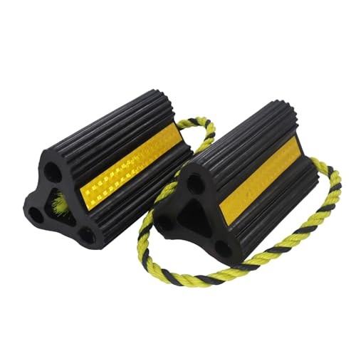WEYCALI Rv Wheel Chocks for Trailers Camper Trucks and Small Aircraft Wheel Chock 1Pair2Pack Wheel Chocks Block with 3 Reflective Strips Versatile Heavy Duty Solid Rubber Wheel Immobilizers & Chocks