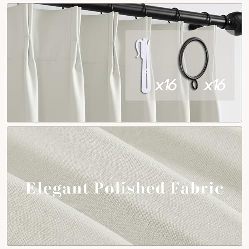 SHINELAND Pinch Pleated Cat Proof Blackout Curtains, Modern Matte Cream Polished Texture Light Blocking Drapes for Floor to Ceiling or Track System Bedroom Living Room, 90 Inch Long, 2 Panel by SHINELAND - Image 2