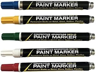 Enamel Paint Markers - MPD-15 MEDIUM - Beekeepers Combo - Permanent, Waterproof, Quick-drying (Queen Bee Marking Tones | Red, White, Blue, Green, Yellow)