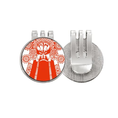 Marqueur de balle de golf en porcelaine rouge chic avec son clip aimanté d'émail