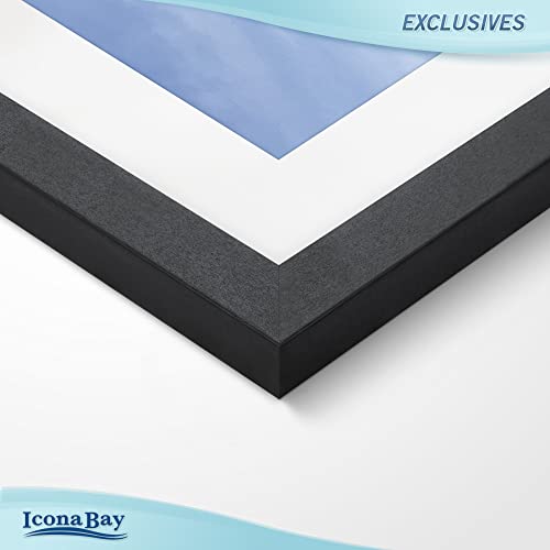 Icona Bay - 11x17 Picture Frames with Mat to 9x14 Image - Black, 3 Pack - Modern Styled Sturdy Wood Composite Poster Frames - Wall Mount Only - Exclusives Collection