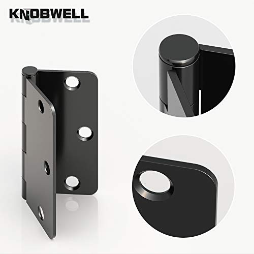 Knobwell 18 Pack 3.5" X 3.5" Door Hinges Matte Black Interior Door Hinges With 1/4" Radius Corners - Set Of 18 Hinges #TOP2