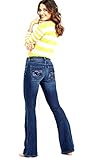 Women's Junior Blue Denim Premium Stretch Bootcut/Straight Cut Jean Pants