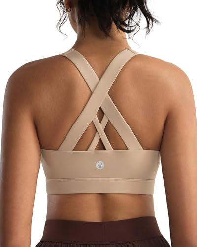 RUNNING GIRL Sports Bra for Women, Criss-Cross Back Padded Strappy