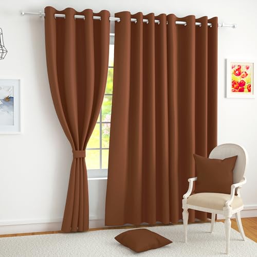Story@Home Cortinas opacas con aislamiento térmico, opacas para dormitorio, color marrón (3 piezas, ventana), 5 pies