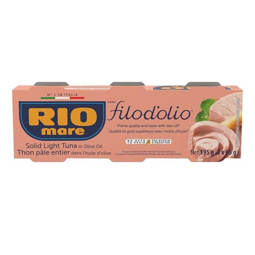 Rio Mare Filodolio Canned Tuna Solid Light Tuna in Olive Oil - Pack of 3 x 65g