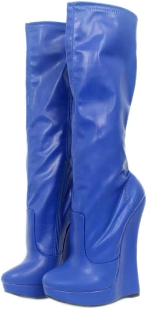 18cm Heels Boots for Women, Stretch Patent Stage Evening Boots, for Gothic Party, Y2K, Night