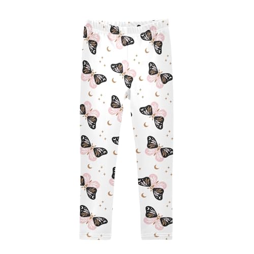 CaTaKu Girls Leggings Butterfly Leaves Insect Leggings for Girls Kids Athletic Workout Yoga Pants Size 4-10T