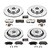 Power Stop K6805 Front and Rear Z23 Carbon Fiber Brake Pads with Drilled and Slotted Brake Rotors Kit For 2015 2016 2017 2018 2019 2020 2021 2022 Ford Mustang GT EcoBoost S550