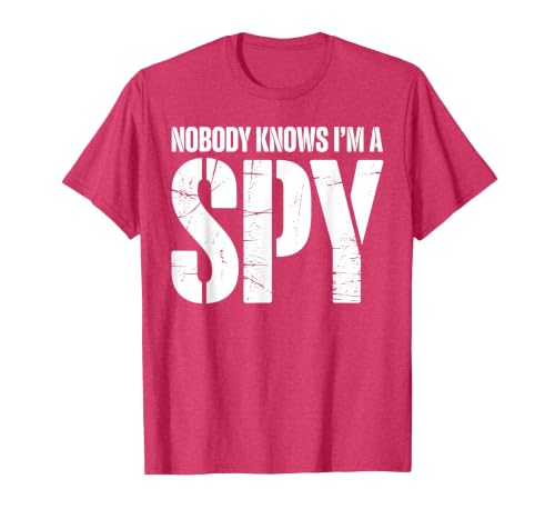 Funny Spy Design for Men Women Kids Secret Agent Costume T-Shirt, Men, Red Heather, 3X-Large