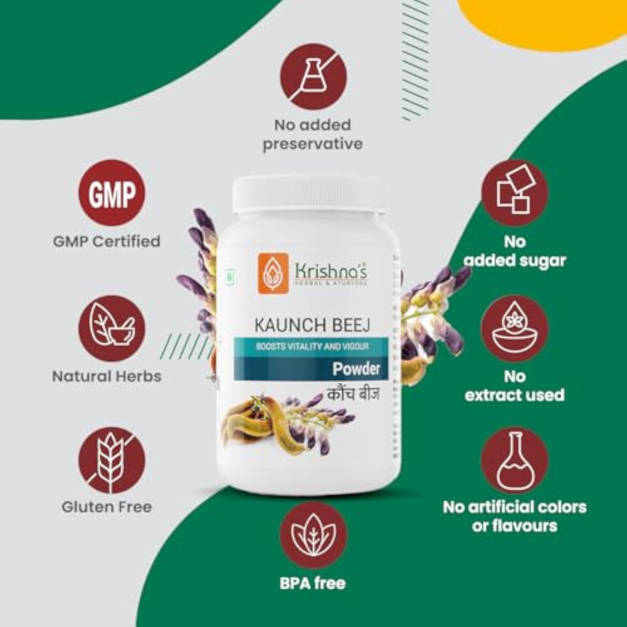 Krishna's Kaunch Beej (Mucuna pruriens) Powder - 100 g