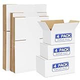 Eupako 12 Pack Small Shipping Boxes Assorted Sizes, 8x6x4 & 9x6x4 & 10x7x5 4 PCS Each Small Boxes, White Corrugated Box Mailers, Cardboard Boxes for Packaging Small Business, Mailing