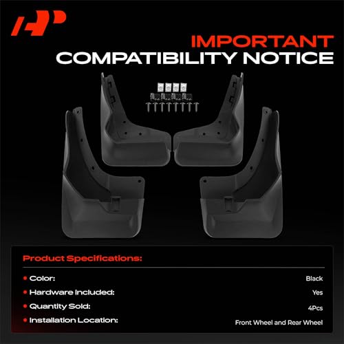Image of A-Premium Mud Flaps, No Drilling Required Splash Guards with Accessories | Compatible with Mercedes-Benz GLE300d, GLE400, GLE500, GLE63 AMG, W166 2016-2018 Sport Utility, Set of 4 Front and Rear