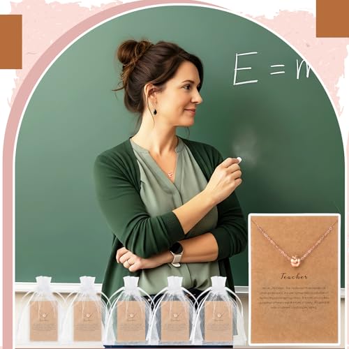 Hinly 20 Sets Teacher Appreciation Gifts for Women Bulk Apple Necklace End of Year Back to School Dainty Thank You Teacher Gifts Graduation Party Favors with Card and Organza Bags(Classic,Rose Gold) by Hinly - Image 6