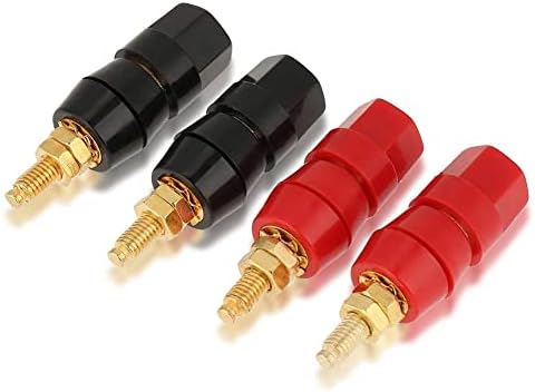 Connecteurs Bornes JS-910B - Lot De 20 (10 Rouges + 10 Noires) - Pour Câbles Audio, Haut-parleurs, 4 Mm - 3