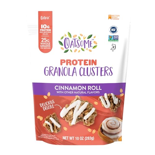 Oatsome Protein Cinnamon Roll Clusters, 10g Plant-Based Protein, Gluten Free,