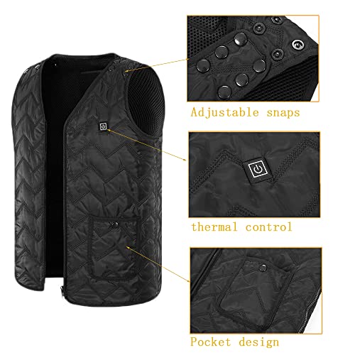 Image of AngelReally Heated Vest Adjustable Size Warm Vest with 5 Heating areas, USB Rechargeable Heated Jacket,Washable Electric Vest for Men Women