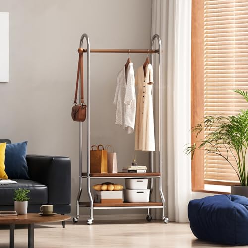 Portant à vêtements à roulettes compact pour optimiser le rangement