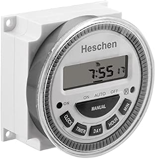 Heschen Digital LCD Power Weekly Programmable Timer Relay Switch, CN304, 220-250VAC 16Amp, SPST, 5 Pin