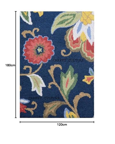 Image of Carpet Mahal Handmade Handwoven Tufted Made of 100% Soft Blended Wool Export Quality Carpets with 1 Inch Thickness (4x6 Feet) Color Multi