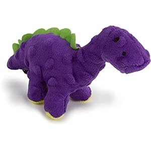 goDog Just For Me Dinos Bruto Squeaky Plush Dog Toy, Chew Guard Technology – Purple, Mini