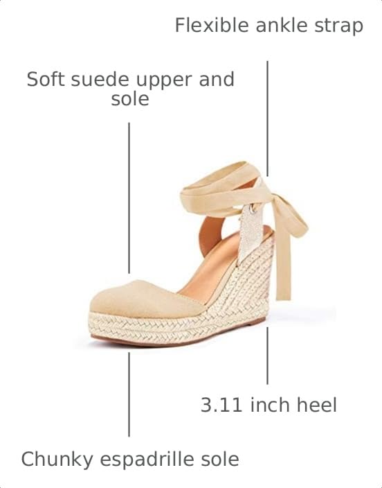 Image of Nailyhome Women's Espadrille Wedge Sandals Closed Toe Lace Up Platform Ankle Wrap Summer Casual Shoes