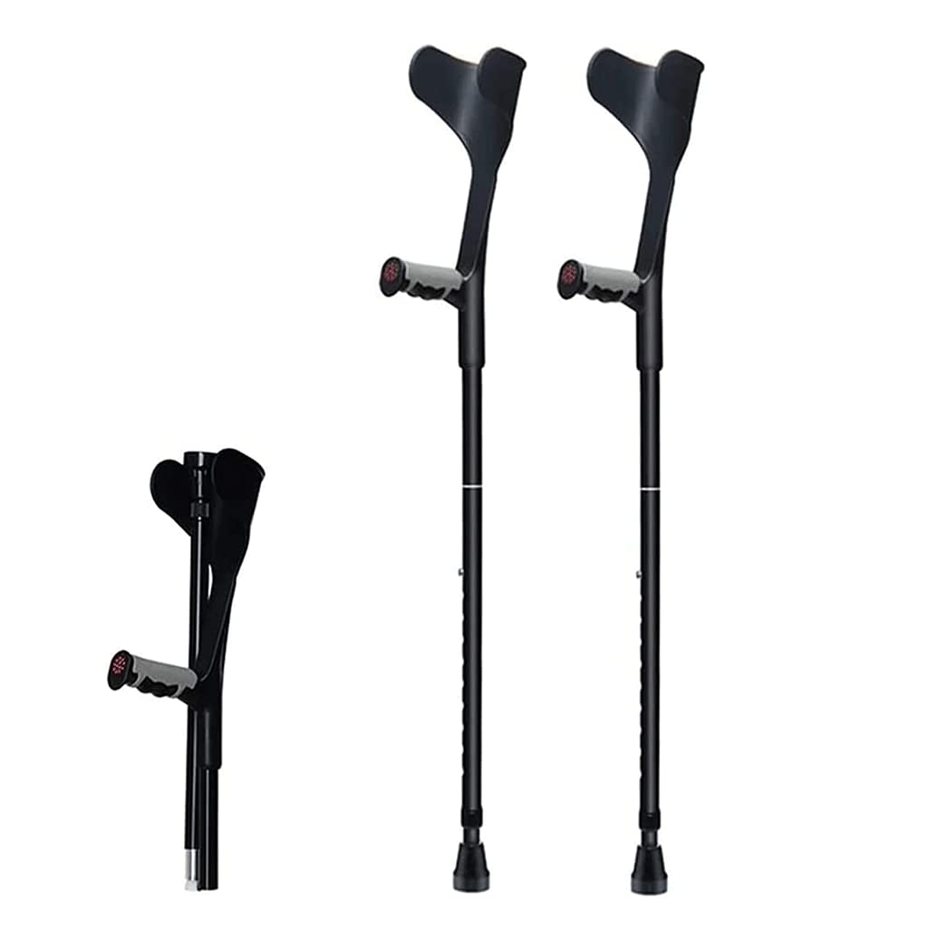 OLOTU Aluminum Forearm Crutches, Foldable Walking Sticks, 10 Height Adjustable, Black
