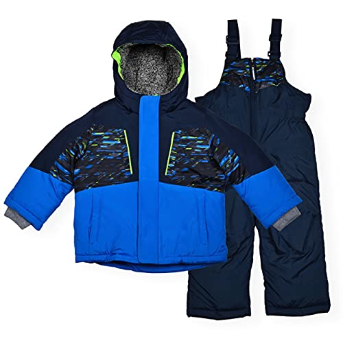 Image of Arctic Quest Boys' Bib Snow Pants and Ski Jacket Water-Resistant Snowsuit For Kids Winter Hooded Jacket, Night Print, 18M