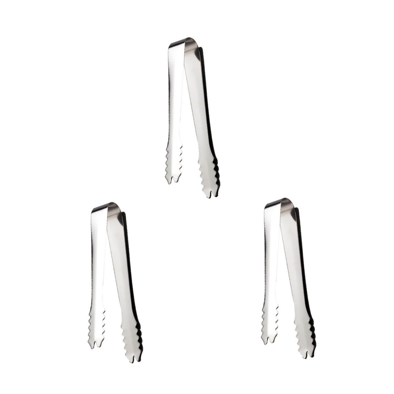 STOBAZA Multipurpose Food Tong Ice Cube Clip Bar Ice Clip Toothed Design Silver