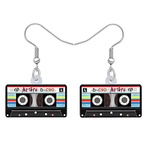 DALANE Acrylic Fun Vintage Boucles D'oreilles Cassette Tape Radio Bijoux Rétro pour Femmes Filles 80s 90s Cadeaux Nostalgiques Fête Favors (Multi)
