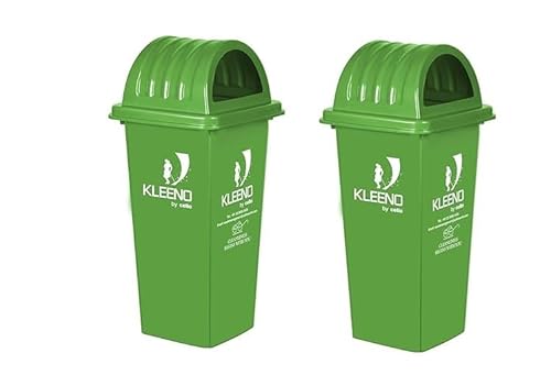 Cello Kleeno Dome Lid Plastic Garbage Dustbin Bucket 60 LTR - GREEN/GREEN (COMBO)