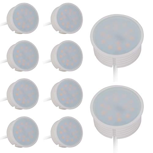 HCFEI - Módulo LED plano (10 unidades, 230 V, 5 W, para foco empotrable, 430 lm, luz blanca cálida, 3000 K, GU10, MR16, diámetro de 50 mm, intensidad regulable)