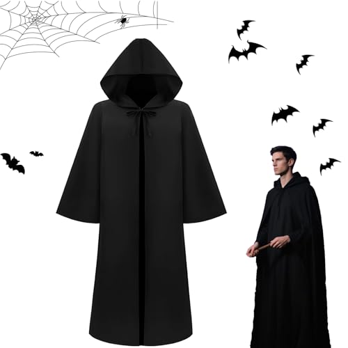 PTBWS Cape à Capuchon Noire Adulte, Déguisement pour...