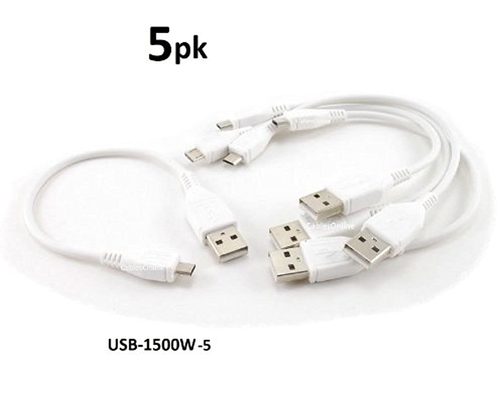 5-Pack 6 Inch USB 2.0 To Micro-B Cables - Short Charge & Sync Cables For Mobile Devices