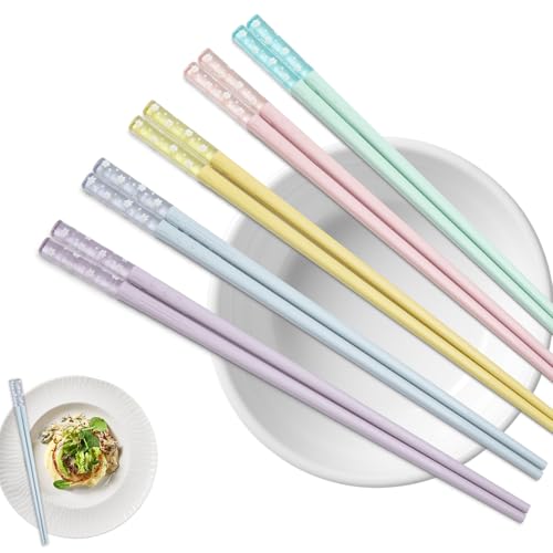 KQDRAVINE China Chopsticks, 5 Paar Stäbchen Zum Essen, Essstäbchen Spülmaschinenfest, Wiederverwendbar, ess Stäbchen für Chinese Cuisine,...