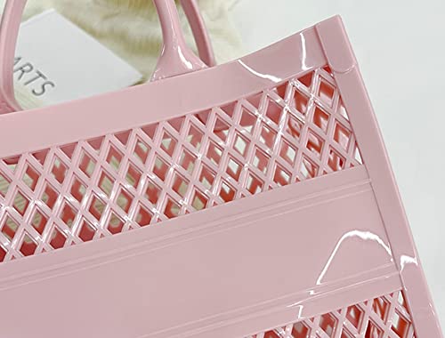 Image of Tote Bag Purses for Women Summer Mesh Beach Purse Large Capacity Shopping Basket Top Handle Handbag Jelly Storage Bag
