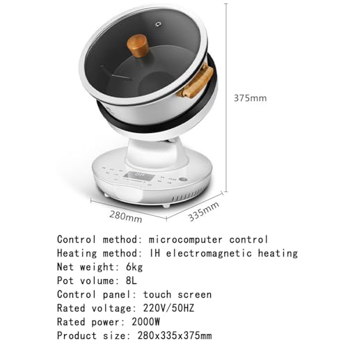 Olla de cocción inteligente comercial, 2000 W, máquina de guiso automática con capacidad de 8 L, calibre grande de 26 cm, rotación de 360°, para cafeterías, fiestas, hoteles
